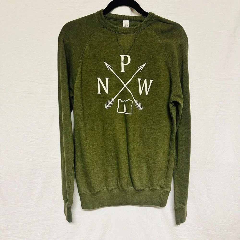 Smart Blanks PNW Pacific North West Green Pullover Crewneck Sweater Size Small‎